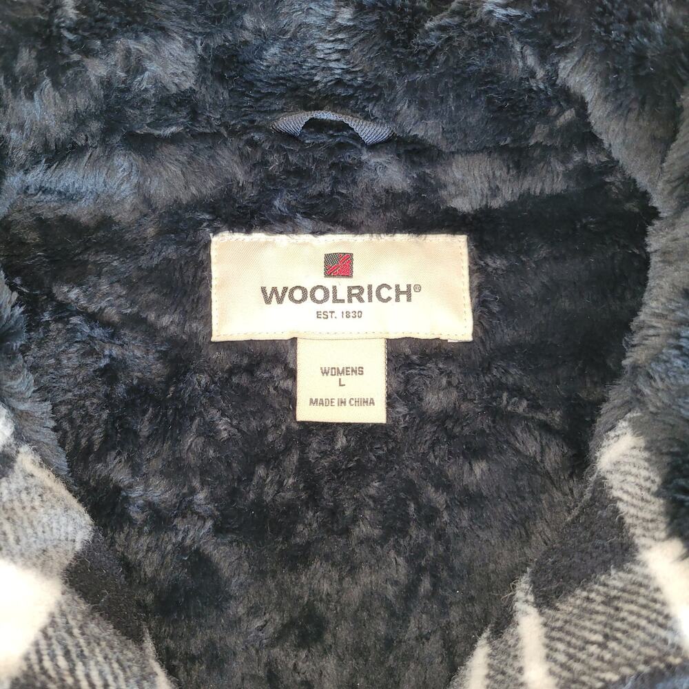 Woolrich Black & White Moccasin Plaid Wool Blend Vest Cozy Layering Piece Size L - Picture 8 of 12